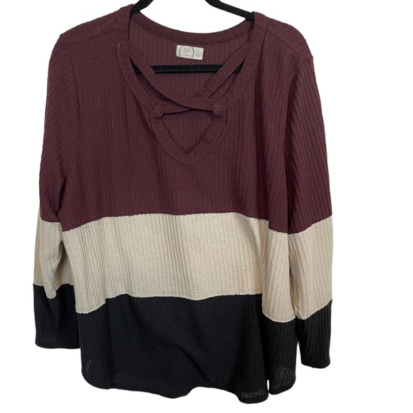 🥑5/$25 Maurices color block waffle knit top sz 3X - Picture 1 of 6